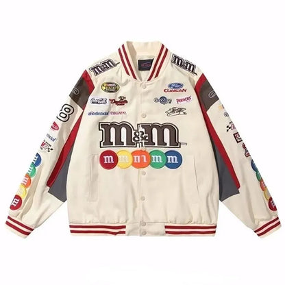 White M&M Vintage Racing Jacket