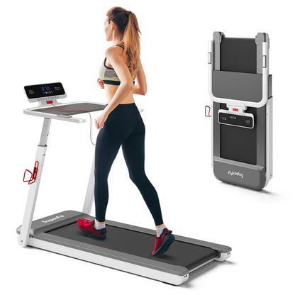 Goplus 3HP FoldableTreadmill, Folding SuperFit Treadmill with Desk