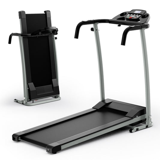 Folding Treadmill, Electric Running Machine with LED Display and Mobile Phone Holder