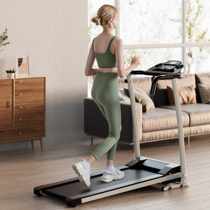Folding Treadmill, Electric Running Machine with LED Display and Mobile Phone Holder