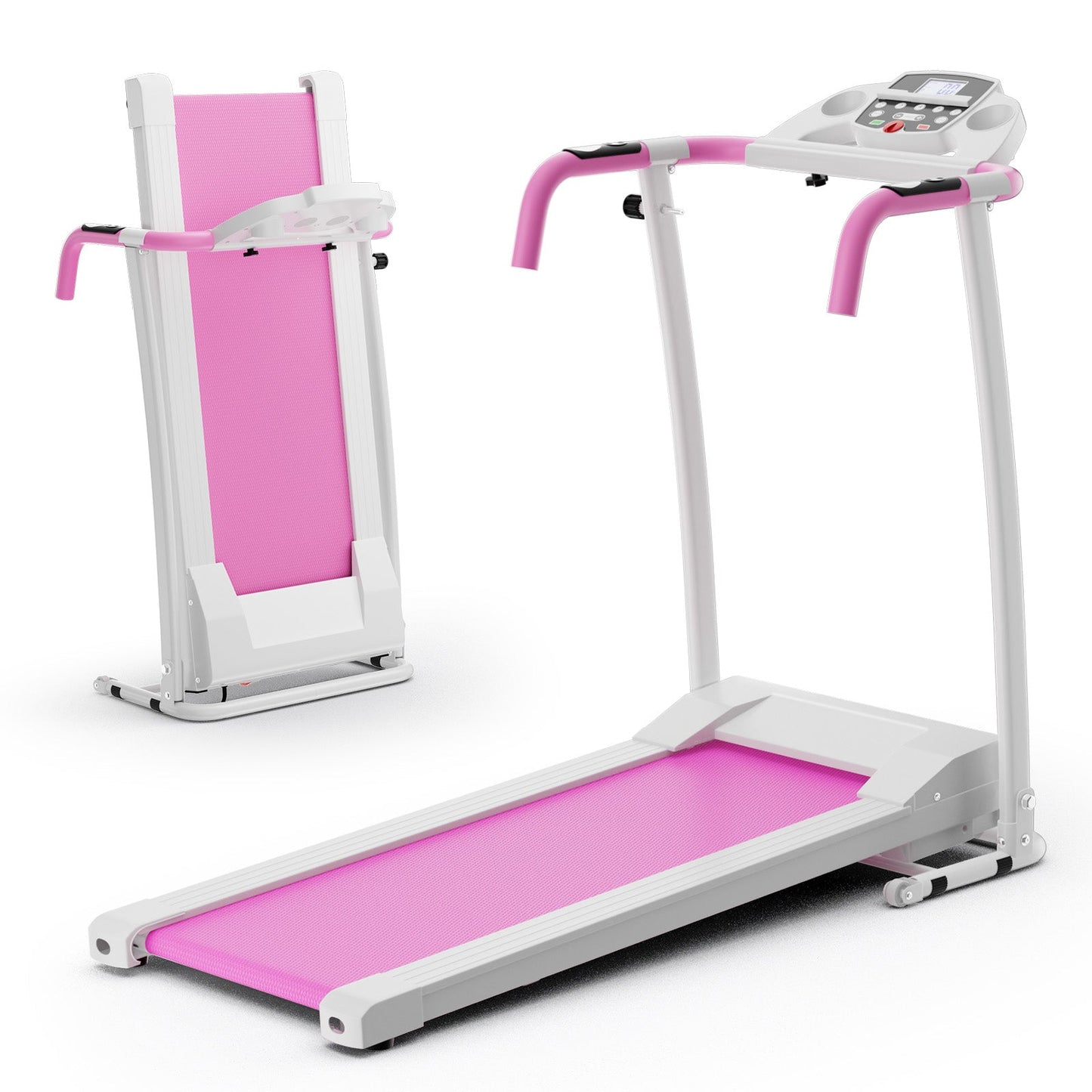 Folding Treadmill, Electric Running Machine with LED Display and Mobile Phone Holder