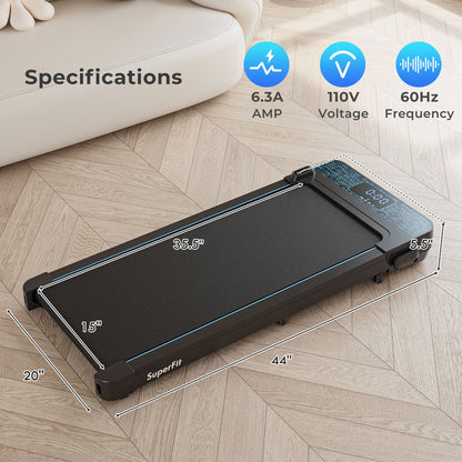 Goplus Walking Pad, 300 LBS Capacity Under Desk Treadmill with Remote & APP Control and LED Display, Portable Treadmills for Home Small, Office