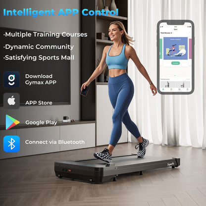 Goplus Walking Pad, 300 LBS Capacity Under Desk Treadmill with Remote & APP Control and LED Display, Portable Treadmills for Home Small, Office