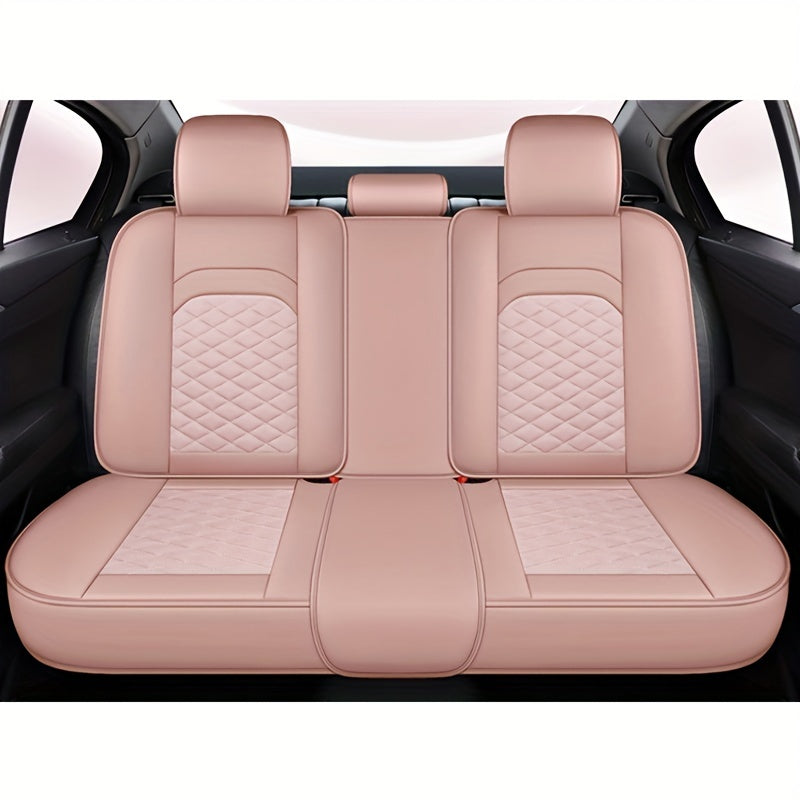 [Stylish Car Seat Cover] DENEGO Quilted Car Seat Cover | Cartoon Design, Full Coverage, Faux Leather & Mesh Fabric, 1 Seat/Five Seat Option, Stylish & Comfortable, Luxury