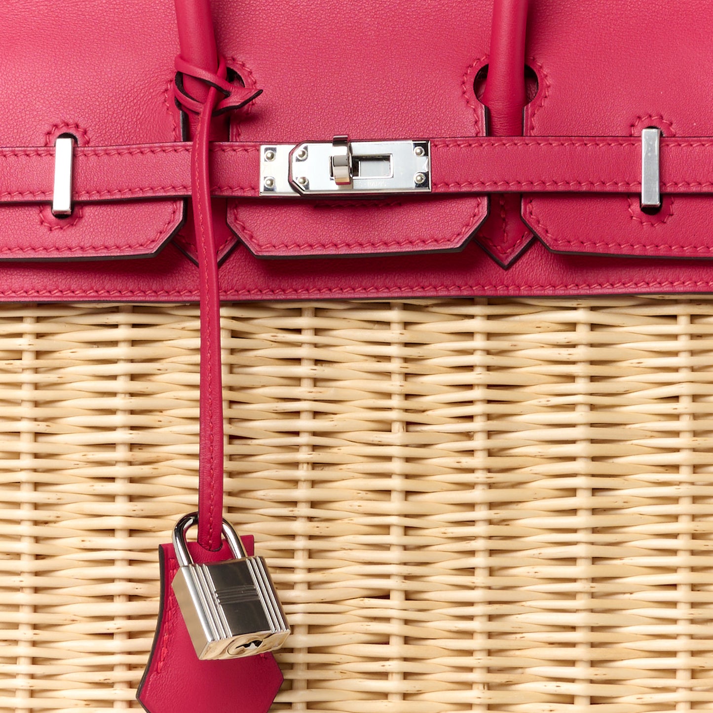 Wicker Swift Picnic Birkin 25 Naturel Framboise