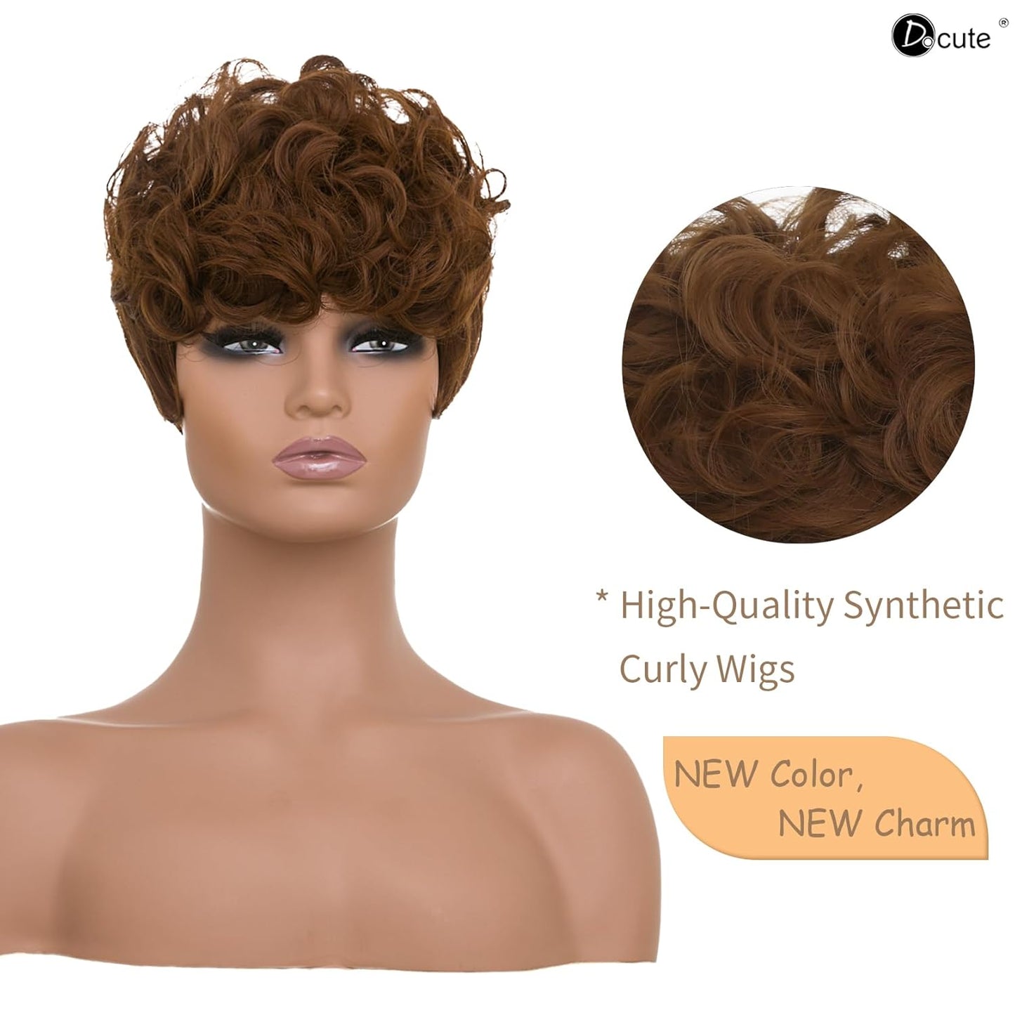 Gray Pixie Cut Wig With Bangs for Black Women - Short Curly Natural Wavy Fluffy Style (Grey)