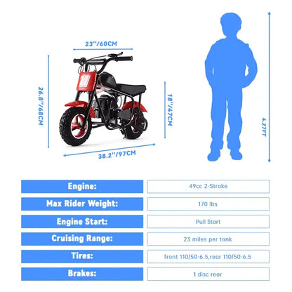 9cc Gas Mini Bike, Max Speed 20 Mph | Gas Dirt Bike, Mini Motorcycles