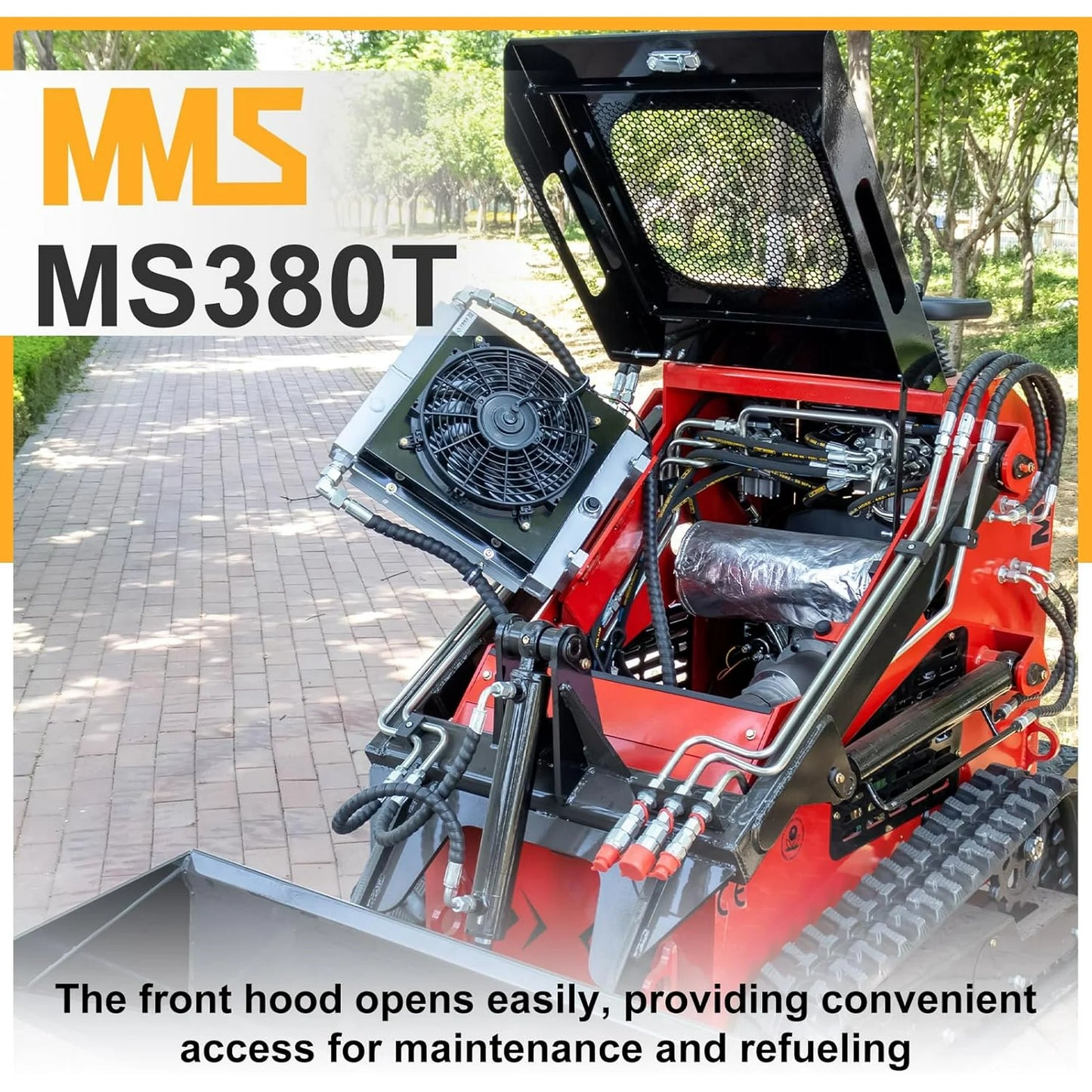 Mini Skid Steer Loader with 46 inch Bucket, 23HP Multifunction Stand-On Crawler Skid Steer Machine, Hydraulic Drive Compact Track Loader