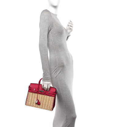 Wicker Swift Picnic Birkin 25 Naturel Framboise