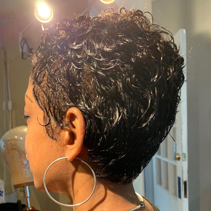 2025 Hot Pixie Cut Curly Short Brazilian Easy Wear Full  Wig