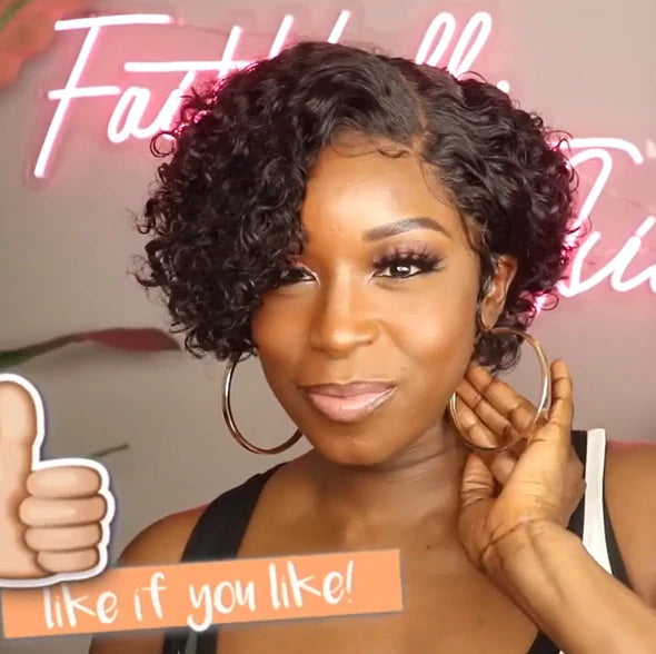 2025 New Super Natural Short Curly  Wig 100%  Hair