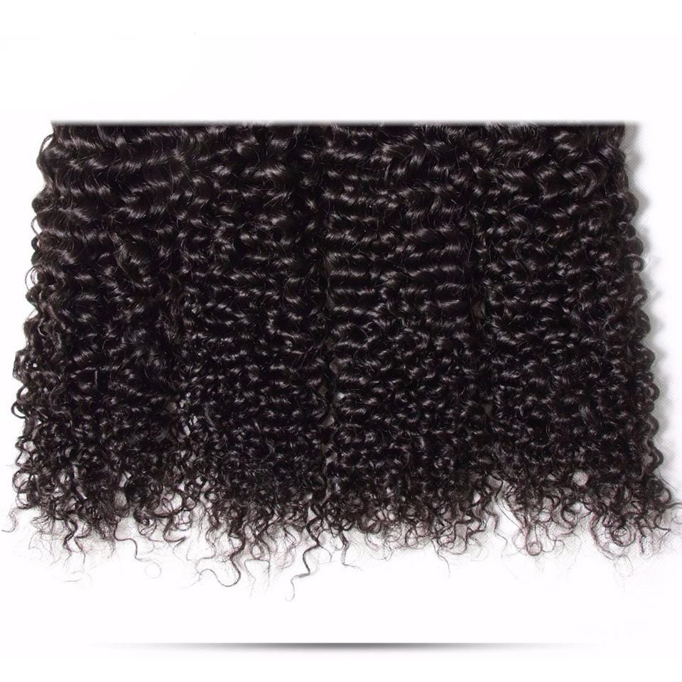 Peruvian Curly Hair 3 Bundles with Lace Frontal Closure- Hair