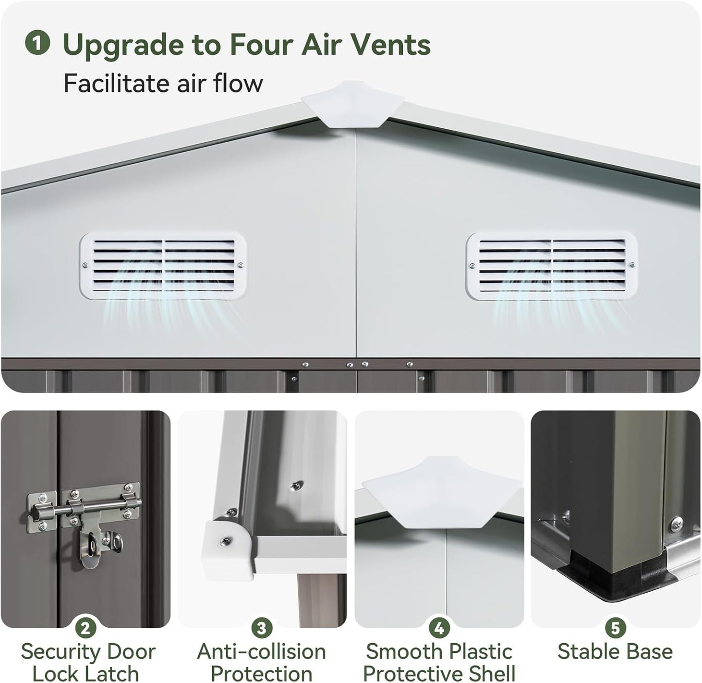 Metal Storage Shed House with Air Vent