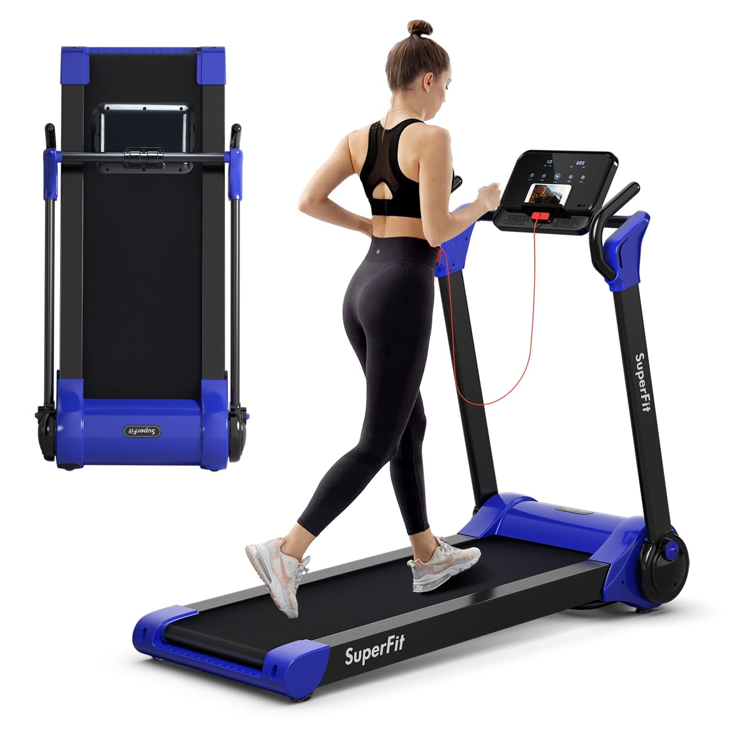 Goplus 2.25HP Folding Treadmill, Electric Superfit Treadmill W/LED Display