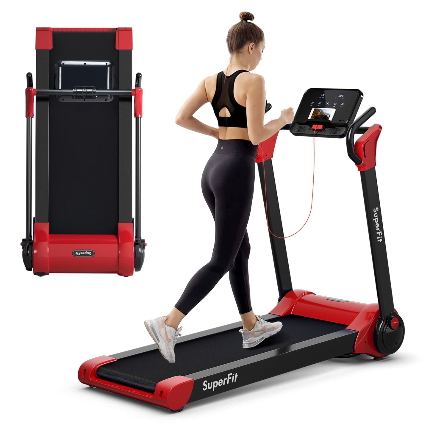 Goplus 2.25HP Folding Treadmill, Electric Superfit Treadmill W/LED Display