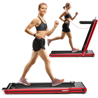 Goplus 2-in-1 Folding Treadmill, 2.25HP Electric Under Desk Treadmill W/LED Display