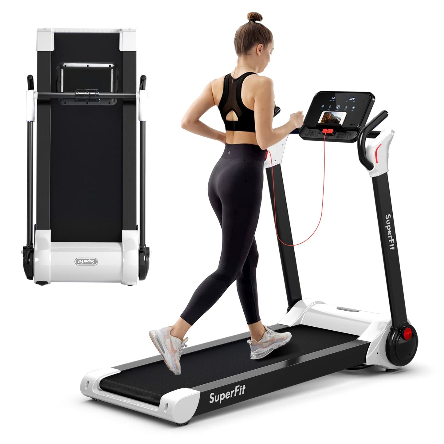 Goplus 2.25HP Folding Treadmill, Electric Superfit Treadmill W/LED Display