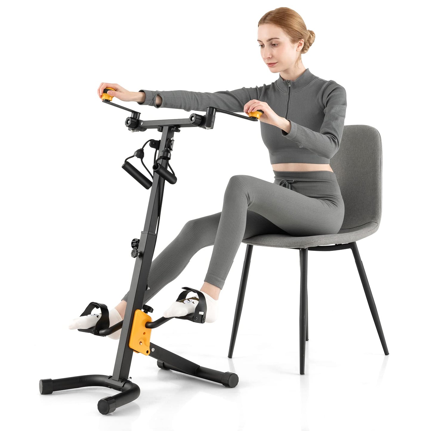 Goplus Foldable Pedal Exerciser for Seniors, Hand Arm Leg Knee Physical Therapy Exercise Bike