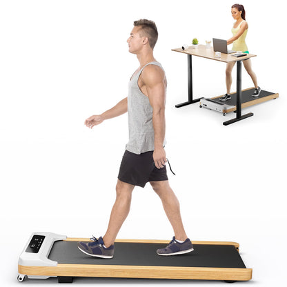 Goplus Walking Pad, Wooden Under Desk Treadmill for Home and Office