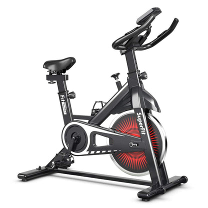 Goplus Indoor Cycling Bike, Silent Belt Drive Exercise Bike with Steel Flywheel, Phone Holder