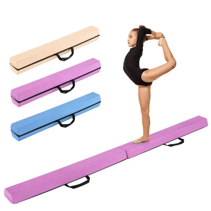 Goplus 7 FT Folding Balance Beam, Foam Floor Gymnastic Beam w/Removable Suede Cover, Non-Slip Bottom