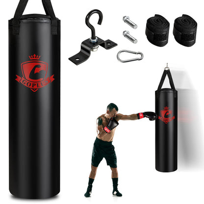 Goplus Punching Bag for Adults, 63LBS Filled Hanging Boxing Bag Set with 12OZ Boxing Gloves & 95 Hand Wraps
