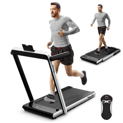 Goplus 2 in 1 Under Desk Treadmill, 2.25HP Superfit Folding Treadmills for Home Office w/Smart APP