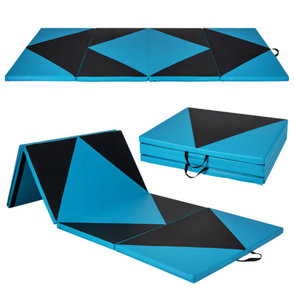 Goplus Folding Gymnastics Mat, 10¡¯ x 4¡¯ x 2¡¯¡¯ Thick Tumbling Mats with PU Leather, Hook & Loop Fasteners