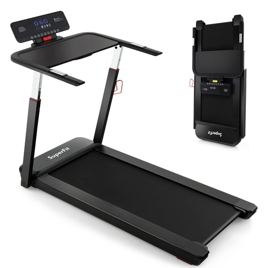 Goplus 3HP FoldableTreadmill, Folding SuperFit Treadmill with Desk