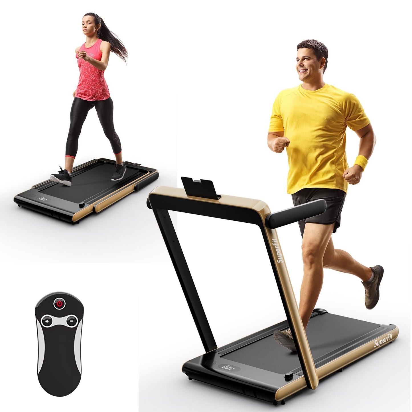 Goplus 2 in 1 Under Desk Treadmill, 2.5HP Superfit Folding Treadmill with Touch Panel Control, Treadmills for Home Office