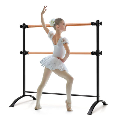 Goplus 4 FT Portable Ballet Barre, 46 Freestanding Adjustable Double Ballet Bar with Anti-Slip Base