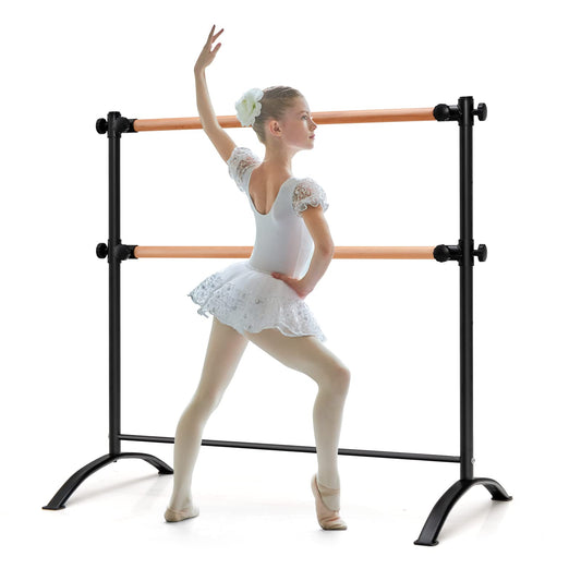 Goplus 4 FT Portable Ballet Barre, 46 Freestanding Adjustable Double Ballet Bar with Anti-Slip Base