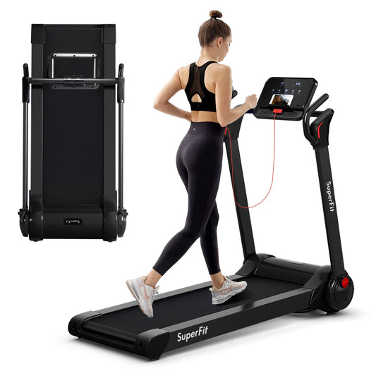 Goplus 2.25HP Folding Treadmill, Electric Superfit Treadmill W/LED Display