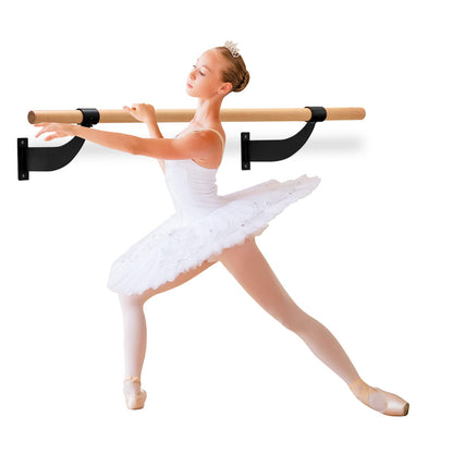 Goplus Wall Mounted Ballet Barre, 4 FT Solid Beech Wood Ballet Bar