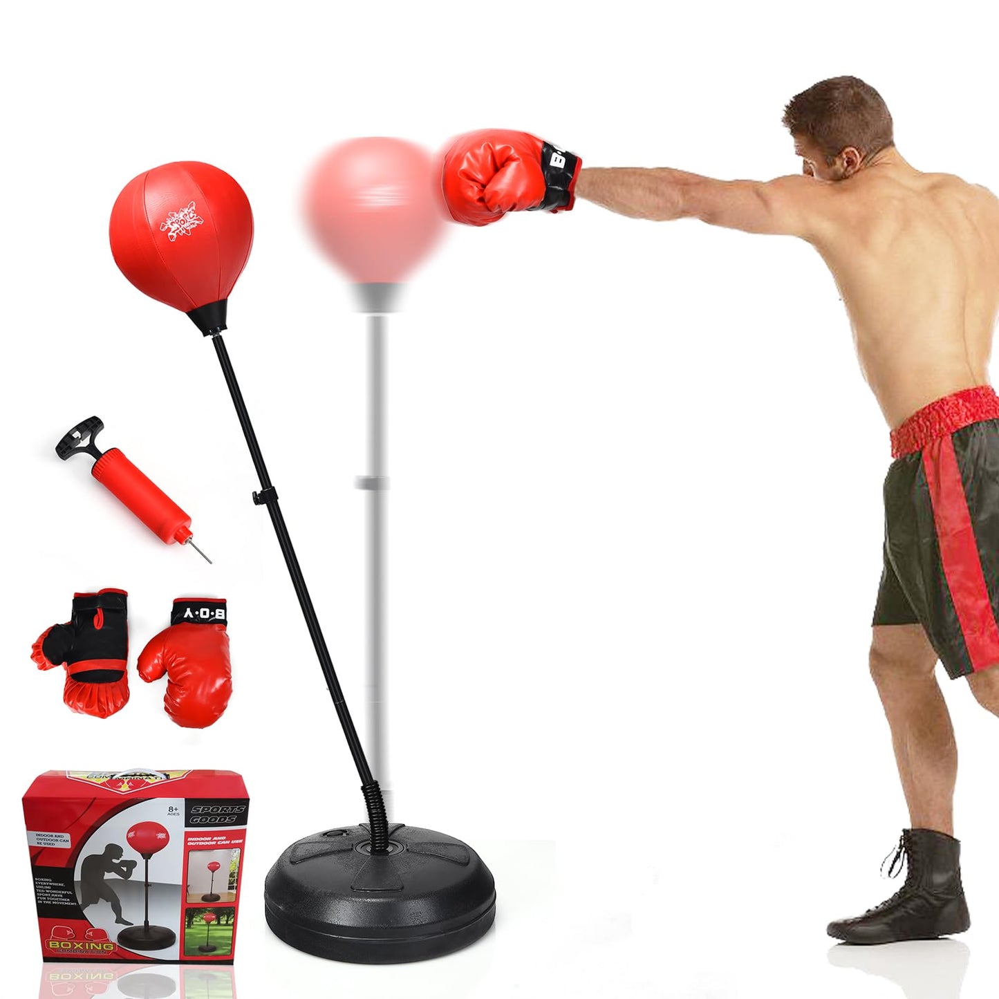 Goplus Punching Bag for Kids Adjustable Boxing Toy Set with Reflex Bag