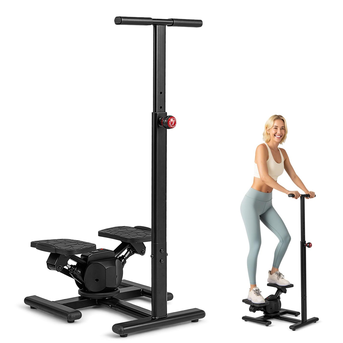 Goplus 2 in 1 Twist Stepper with Handlebar Waist Twister Platform & LCD Monitor