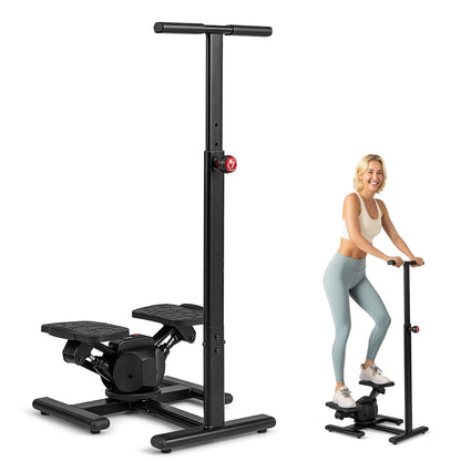 Goplus 2 in 1 Twist Stepper with Handlebar Waist Twister Platform & LCD Monitor