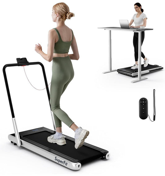 Goplus 340 LBS Capacity Walking Pad with Handle Bar Under Desk Treadmill with Apps