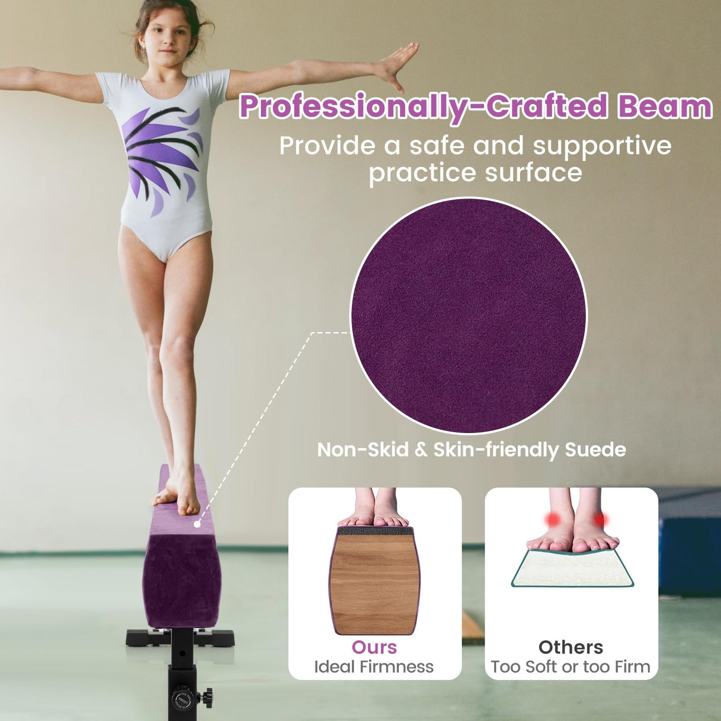 Goplus 7.5FT High and Low Gymnastics Beam with 3 Heights