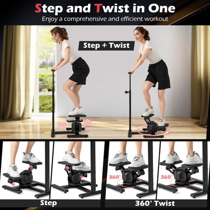 Goplus 2 in 1 Twist Stepper with Handlebar Waist Twister Platform & LCD Monitor