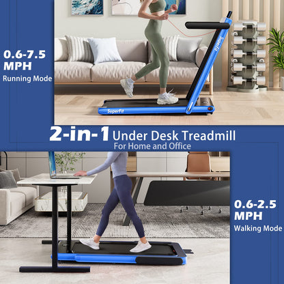 Goplus 2 in 1 Under Desk Treadmill, 2.25HP Superfit Folding Treadmills for Home Office w/Smart APP