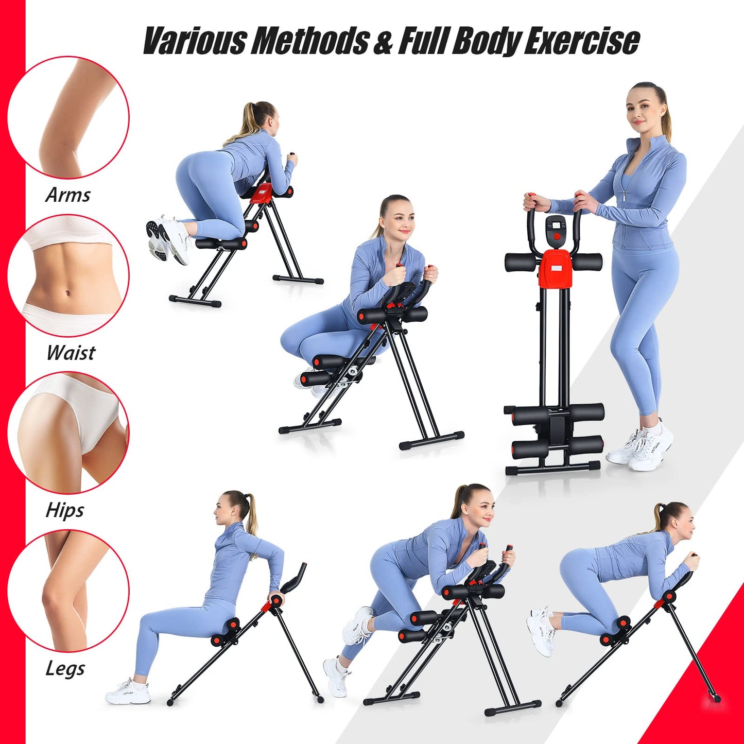 Foldable Core Abdominal Trainer, AB Workout Machine Exercise Equipment with 3 Adjustable Levels