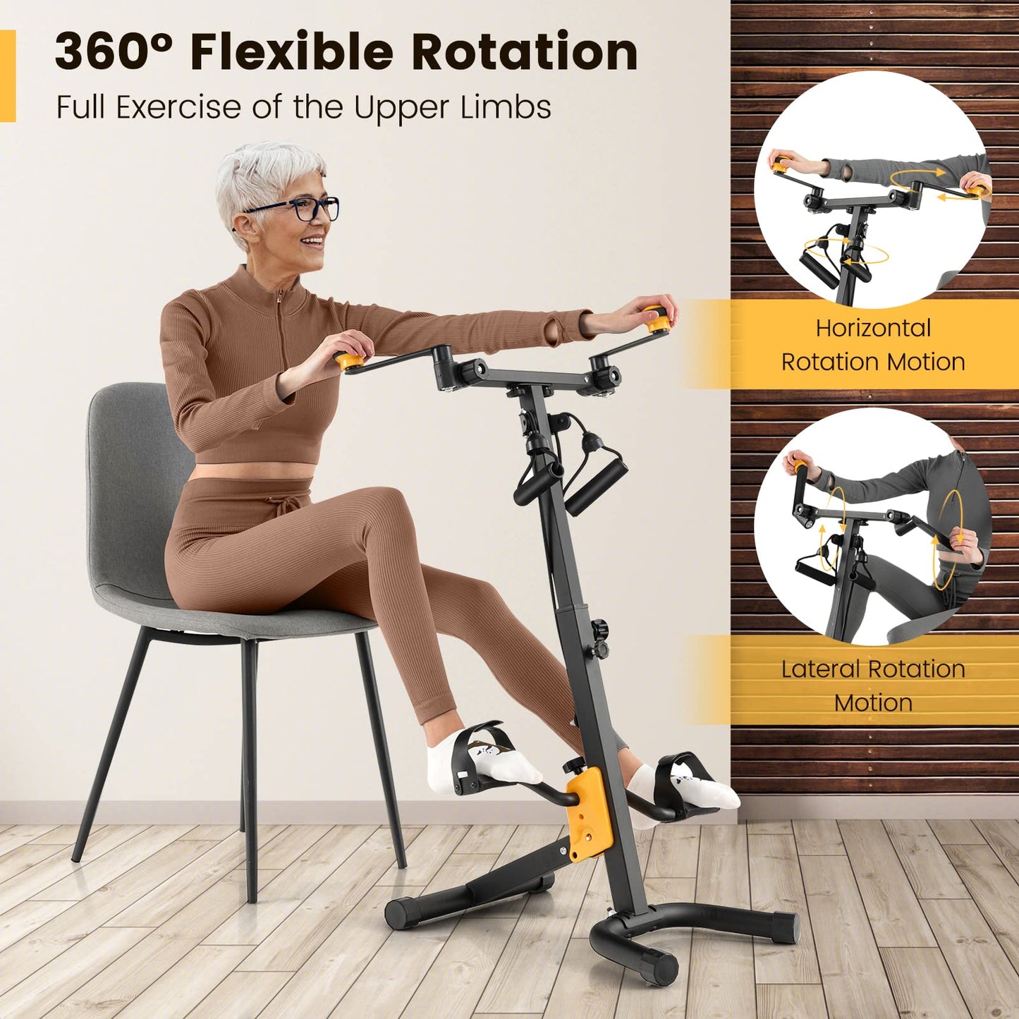 Goplus Foldable Pedal Exerciser for Seniors, Hand Arm Leg Knee Physical Therapy Exercise Bike