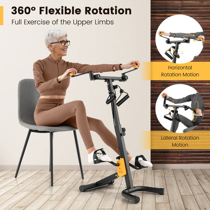 Goplus Foldable Pedal Exerciser for Seniors, Hand Arm Leg Knee Physical Therapy Exercise Bike