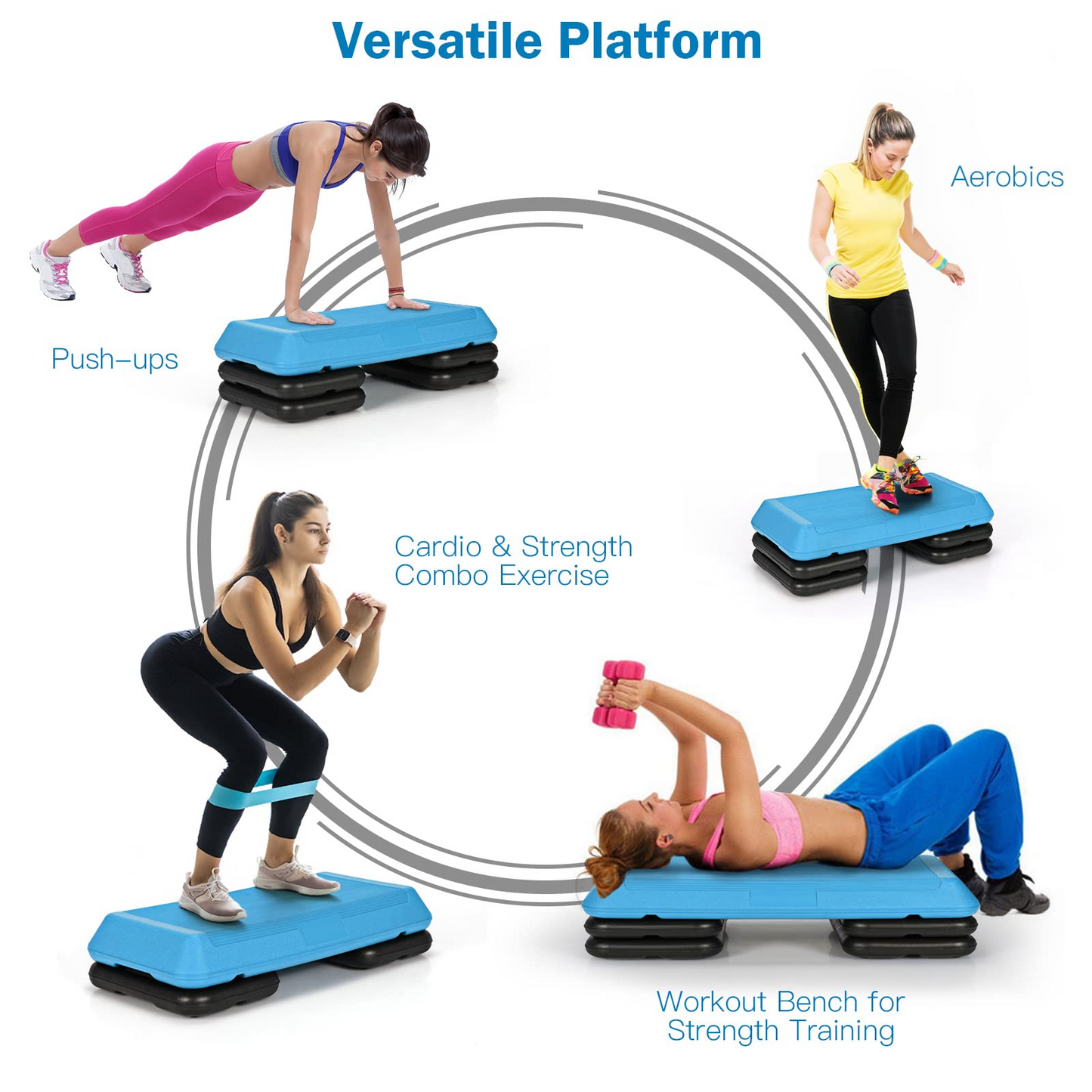 Goplus 29'' Workout Aerobic Stepper, 4' 6' 8' Height Adjustable Step Platform