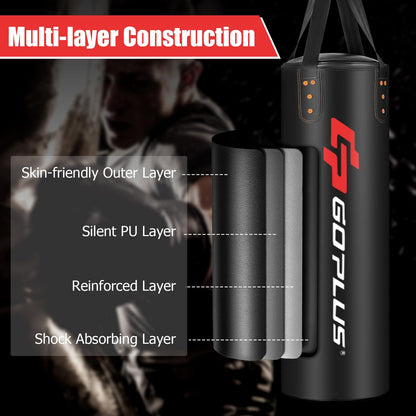 Goplus Punching Bag, Unfilled Heavy Boxing Bag Set with 12OZ Gloves, Wraps, Ceiling Hook, Hanging Kick Boxing Bag for Adults Youth