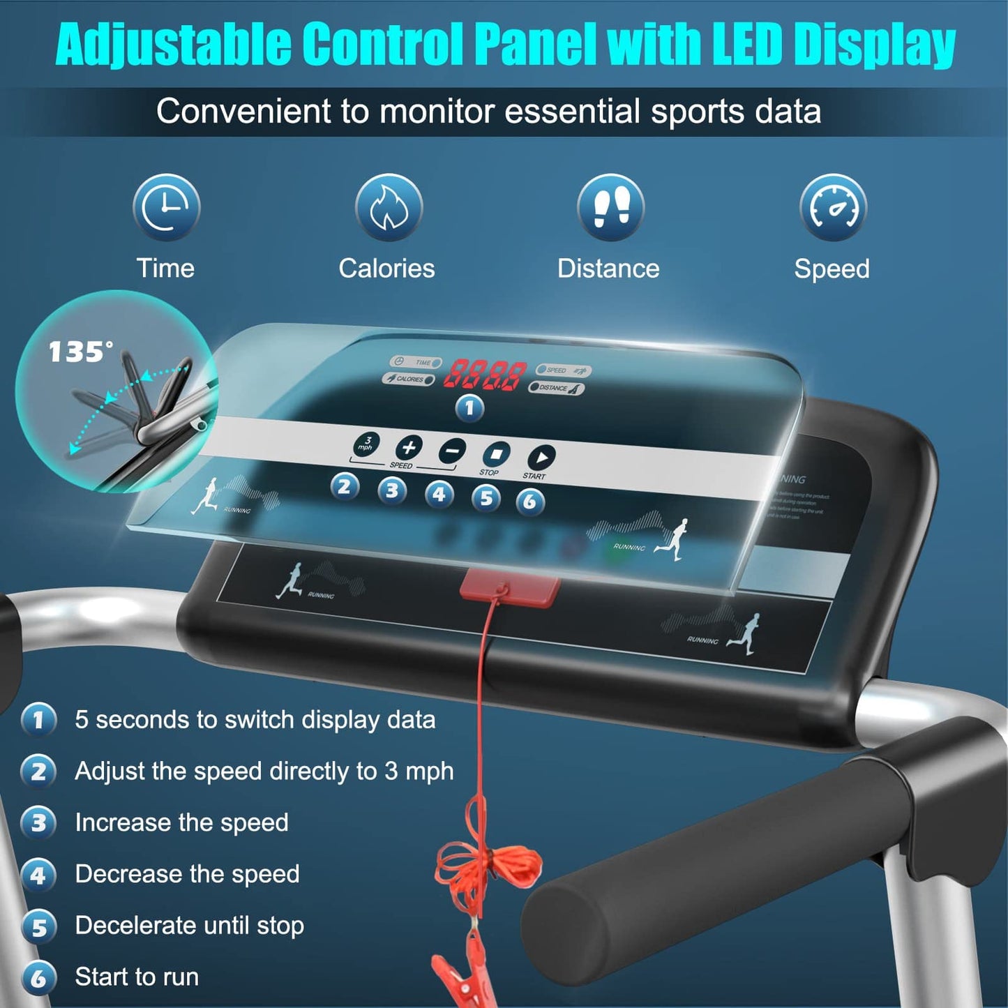 Goplus 2.25HP Folding Treadmill, Compact Superfit Treadmill with LED Display and APP Control