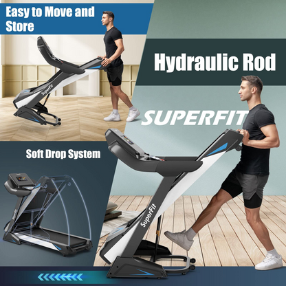 Goplus 4.75HP Folding Treadmill with 15% Auto Incline and APP, Commercial Heavy Duty Superfit Treadmill with 20 Preset Programs