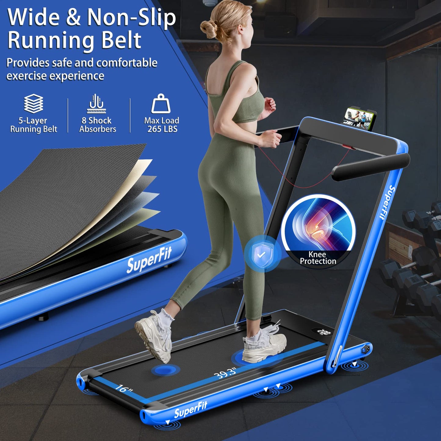 Goplus 2 in 1 Under Desk Treadmill, 2.25HP Superfit Folding Treadmills for Home Office w/Smart APP