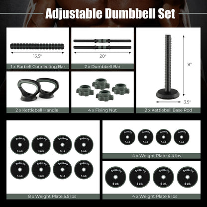 Goplus Adjustable Dumbbell Set, 92 LBS Free Weight Set w/Connector
